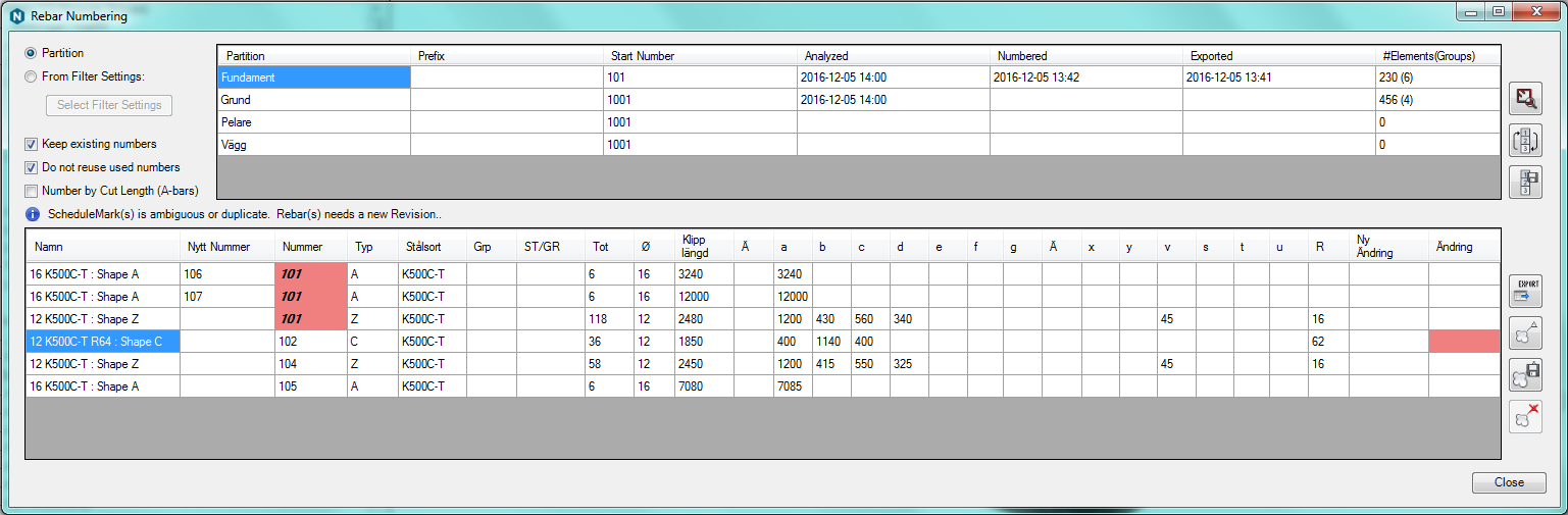 Rebare Number Renumbering and how to create drawings