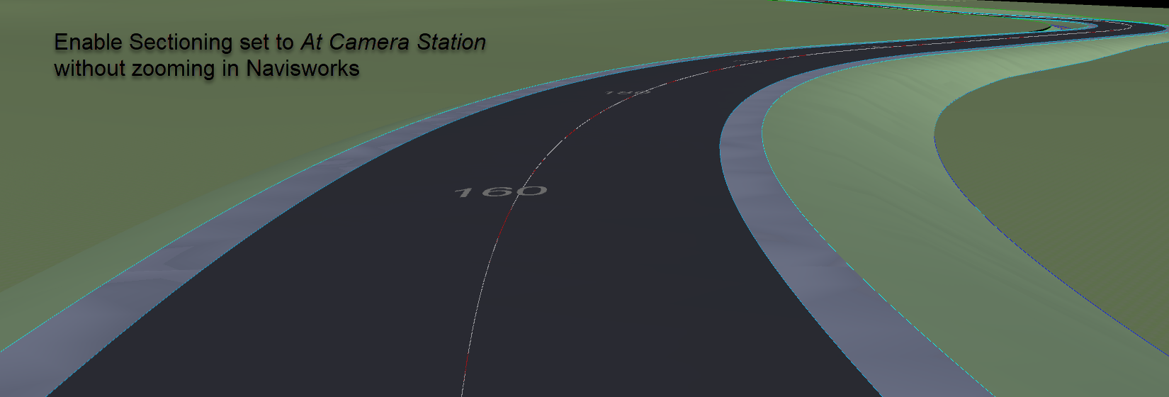 21 SEP 14 Navisworks Views for Civil 3D 5 enable sectioning set to at camera station without zooming in navisworks