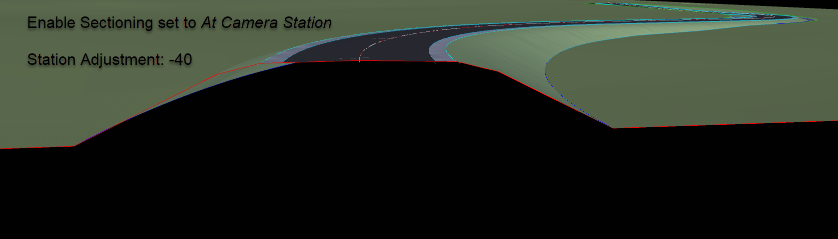 21 SEP 14 Navisworks Views for Civil 3D 7 enable sectioning set to at camera station adjustment -40