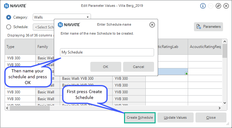 Edit parameter values on multiple elements with Naviate for Revit