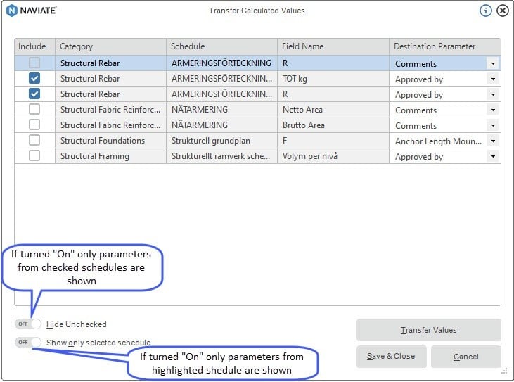 Manage calculated values within a Revit schedule with Naviate