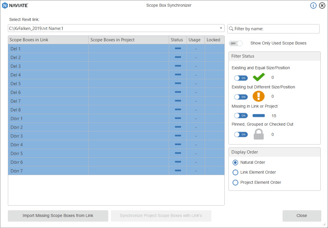 Scope Box Synchronizer Select Link