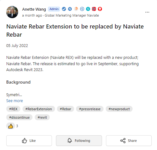 Naviate Community - example post product news