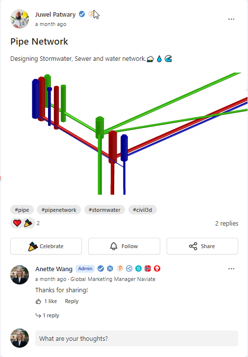 Naviate Community - example post project sharing