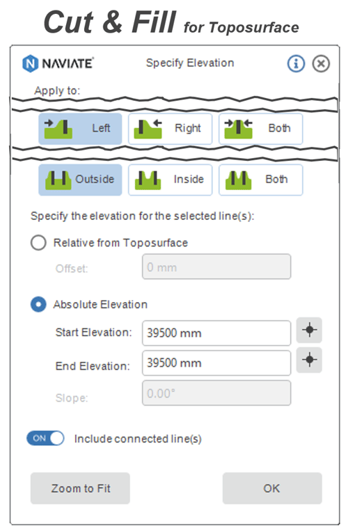 Naviate Site Landscaping - using cut & fill and slope markings - cut & fill for toposurface